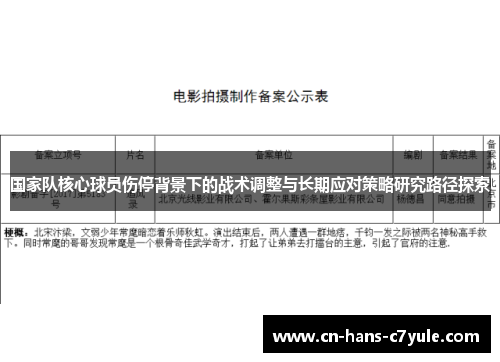 国家队核心球员伤停背景下的战术调整与长期应对策略研究路径探索